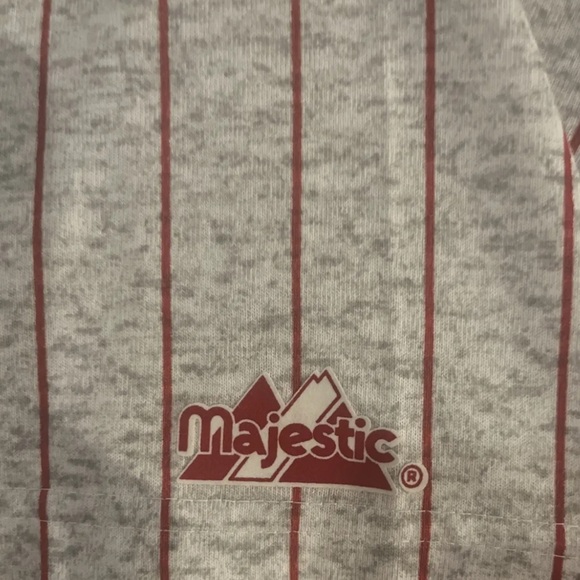 Vintage Majestic Cinninnati Reds MLBPinstripe Tshirt Jersey Size Large - Picture 4 of 8